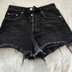 Zara Black Frayed Jean Shorts
